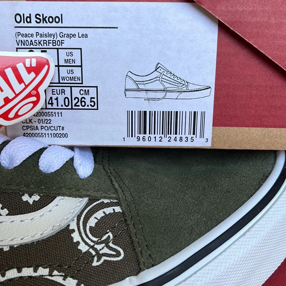 Vans Men’s Old Skool
(Peace Paisley) Grape Leaf 
VN0A5KRFBOF sneakers - Picture 16 of 16